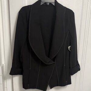INC International Concepts Black Blazer with White Stitching